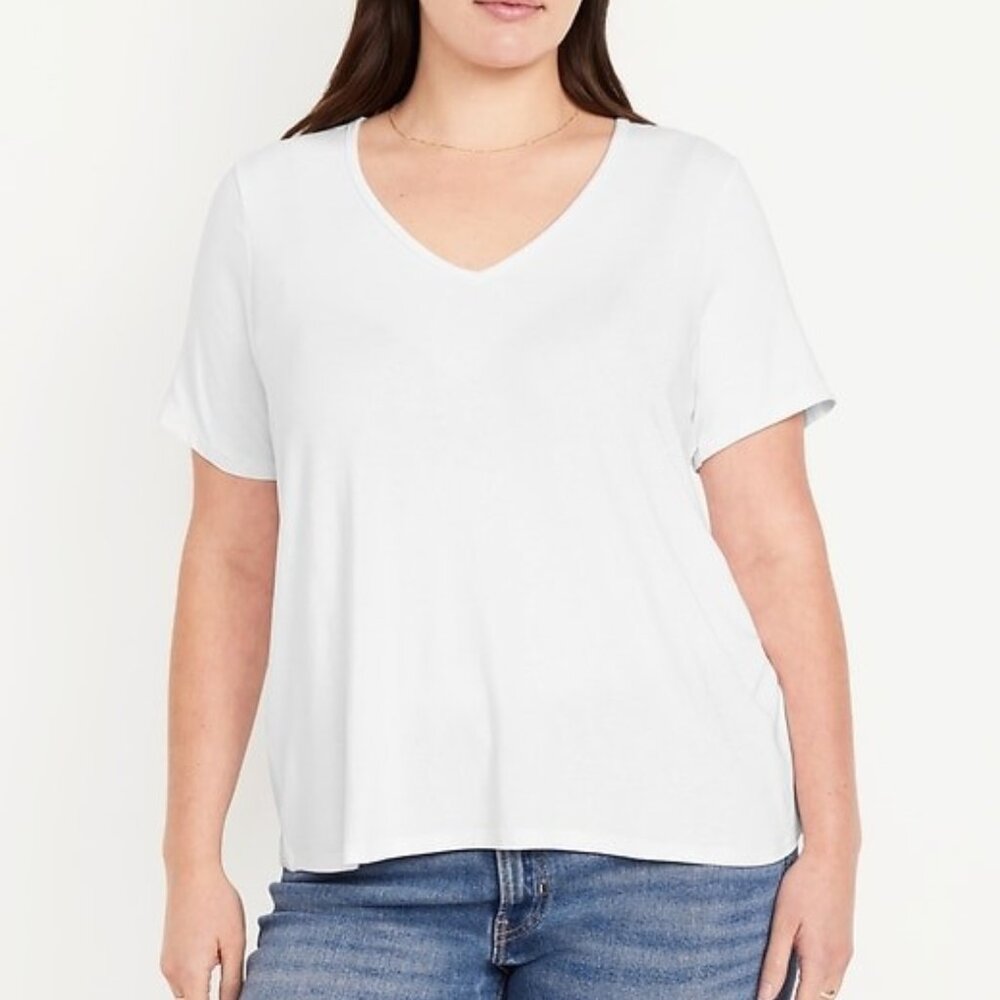 Old Navy Luxe V-Neck T-Shirt Short Sleeve Tee Top White Size XL NEW